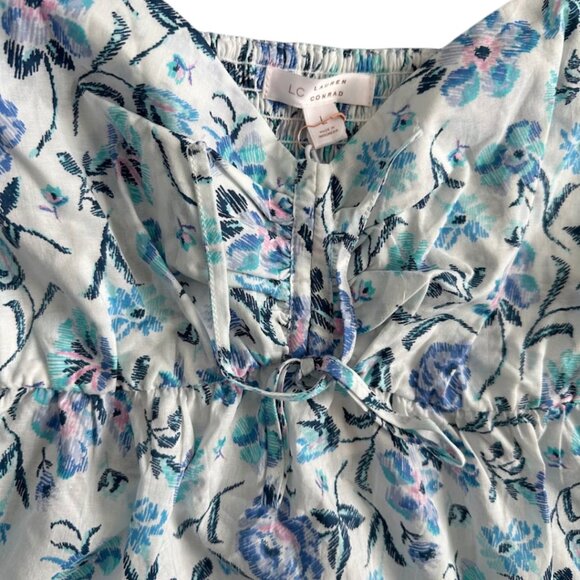 LAUREN CONRAD FLORAL SHORT SLEEVE TOP LARGE NWT - Picture 3 of 6